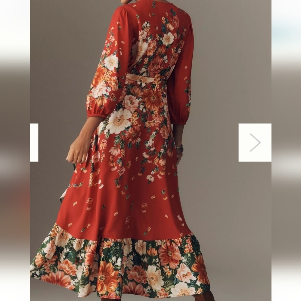 Farm Rio Red Floral Midi Dress Ladies XS S & M - Picture 3 of 7